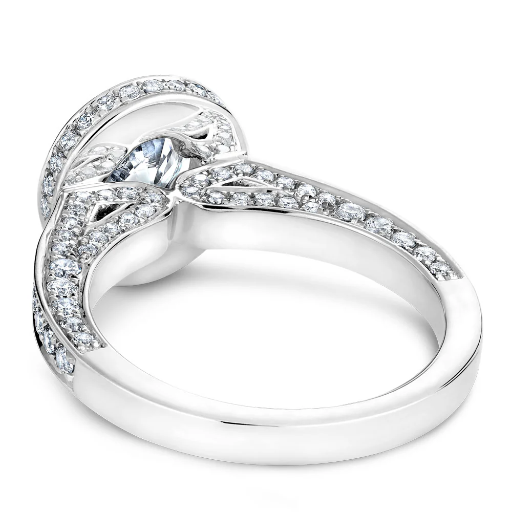 Noam Carver White Gold 3-Sided Channel Set Diamond Engagement Ring Setting with Halo (1.11 CTW) - Image 3