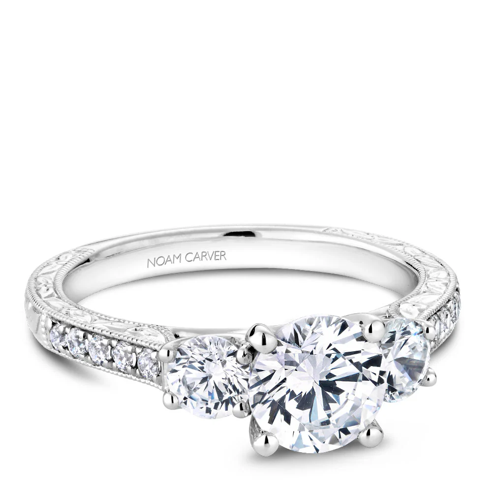 Noam Carver White Gold 3-Stone Diamond Engagement Ring Setting (0.66 CTW) - Image 3