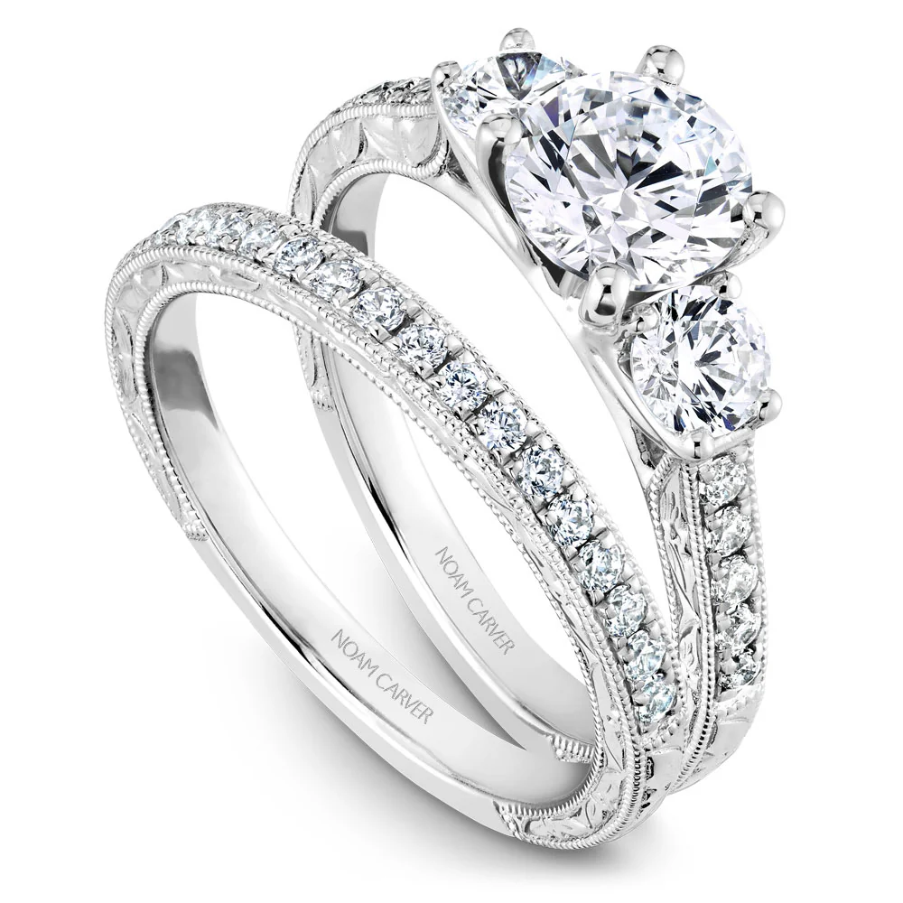 Noam Carver White Gold 3-Stone Diamond Engagement Ring Setting (0.66 CTW) - Image 4
