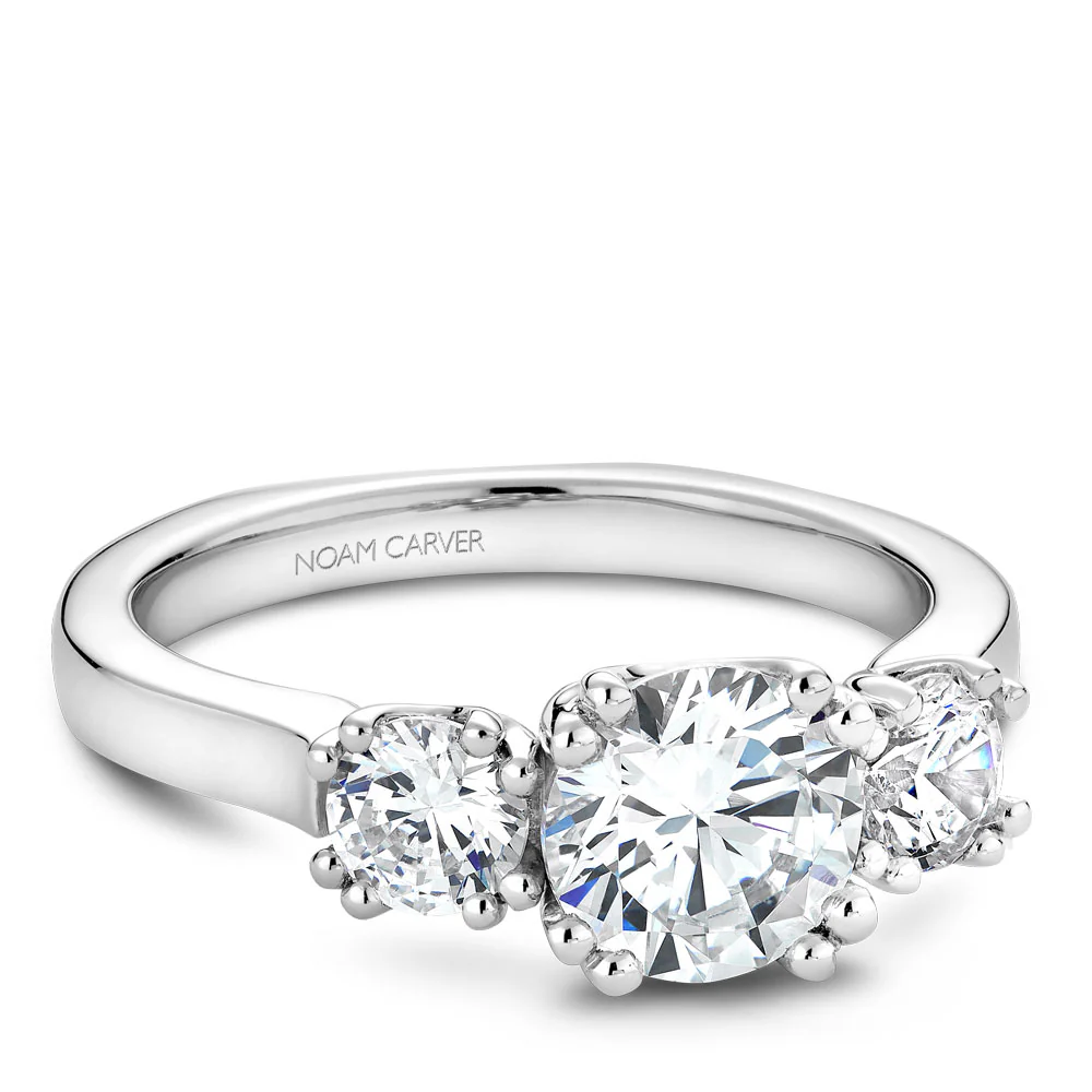 Noam Carver White Gold 3-Stone Diamond Engagement Ring Setting (0.66 CTW) - Image 2