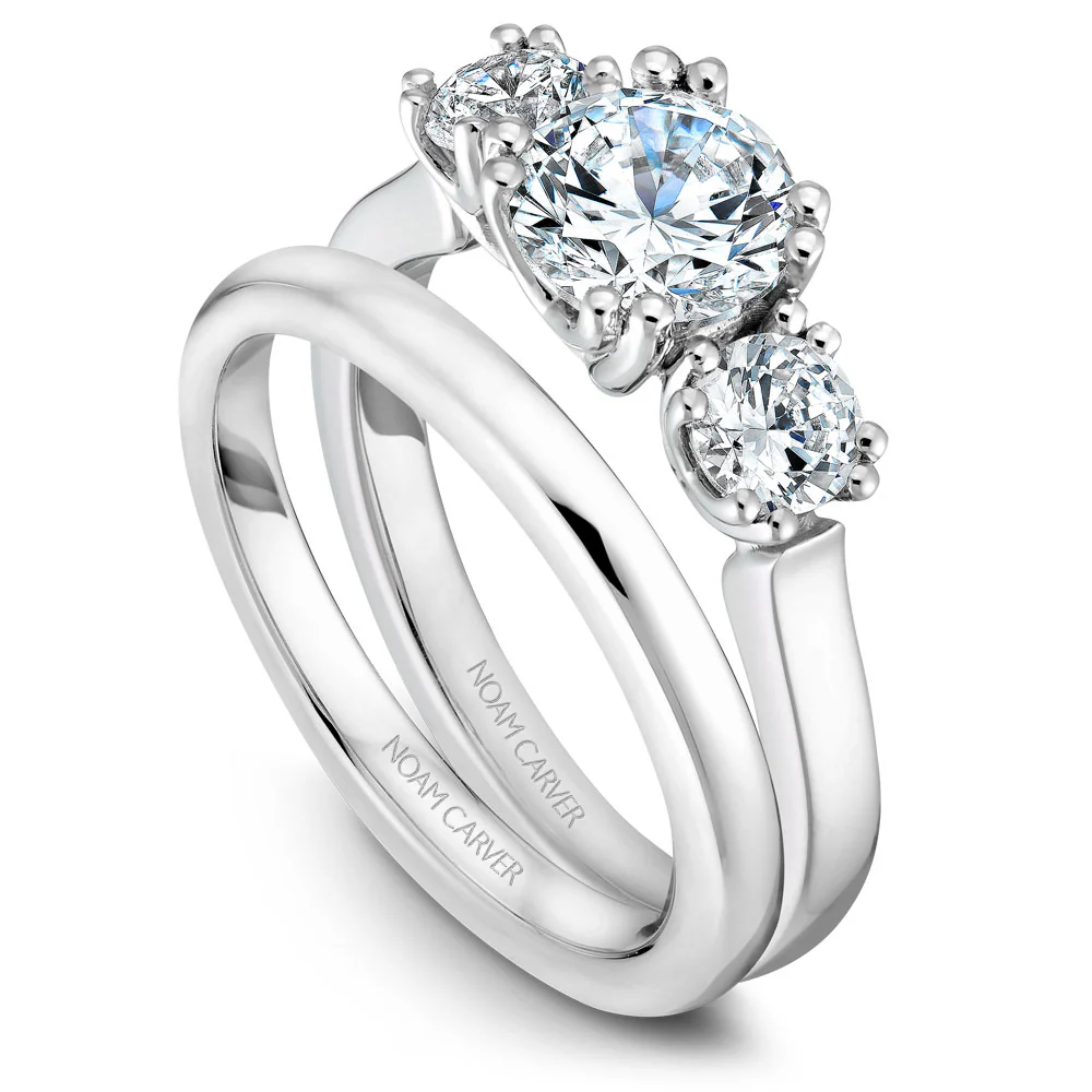Noam Carver White Gold 3-Stone Diamond Engagement Ring Setting (0.66 CTW) - Image 4