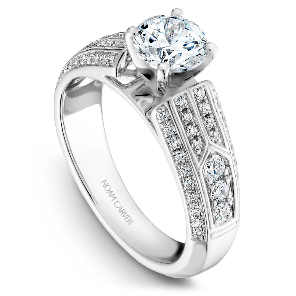 Noam Carver White Gold 4 Channel Diamond Engagement Ring Setting (0.48 CTW)