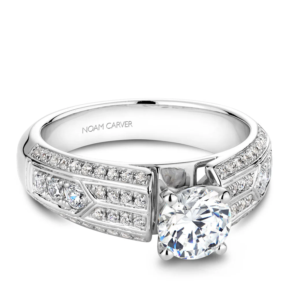 Noam Carver White Gold 4 Channel Diamond Engagement Ring Setting (0.48 CTW) - Image 2