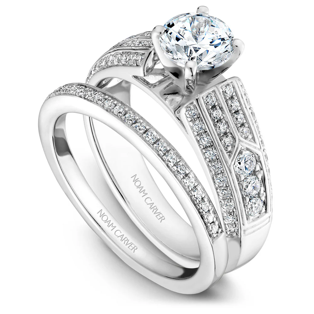 Noam Carver White Gold 4 Channel Diamond Engagement Ring Setting (0.48 CTW) - Image 4