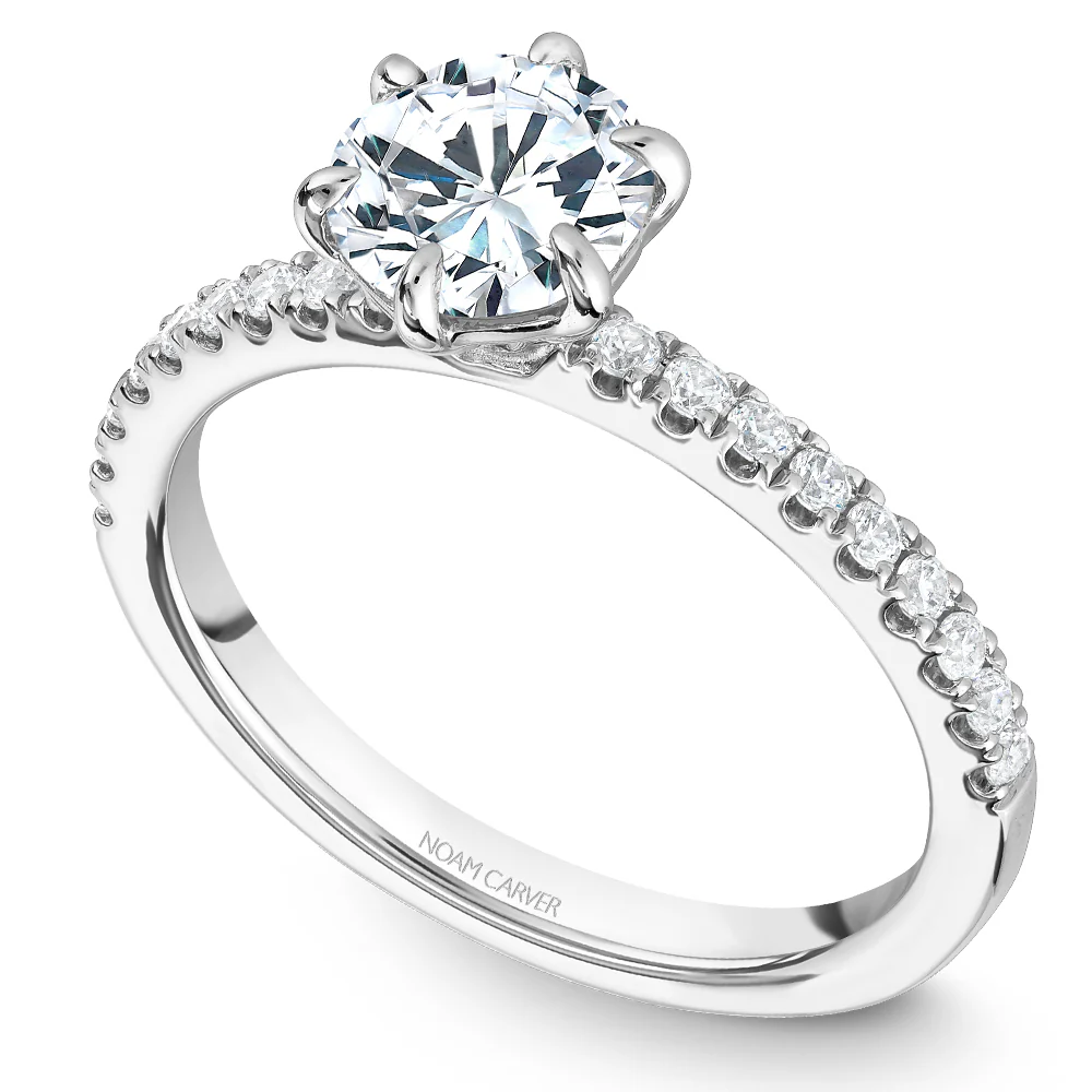 Noam Carver White Gold 6-Prong Diamond Engagement Ring Setting (0.23 CTW)