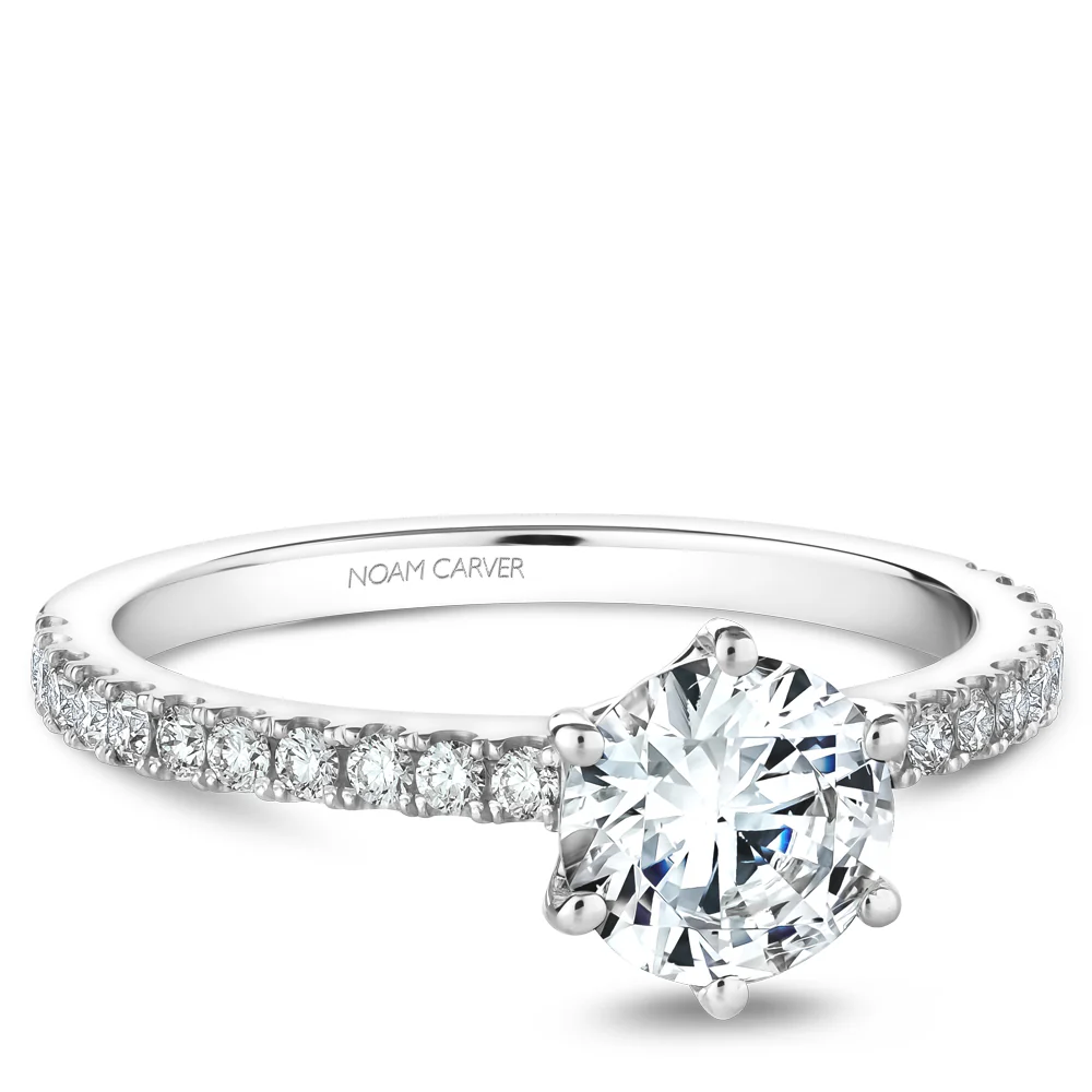 Noam Carver White Gold 6-Prong Diamond Engagement Ring Setting (0.28 CTW) - Image 2