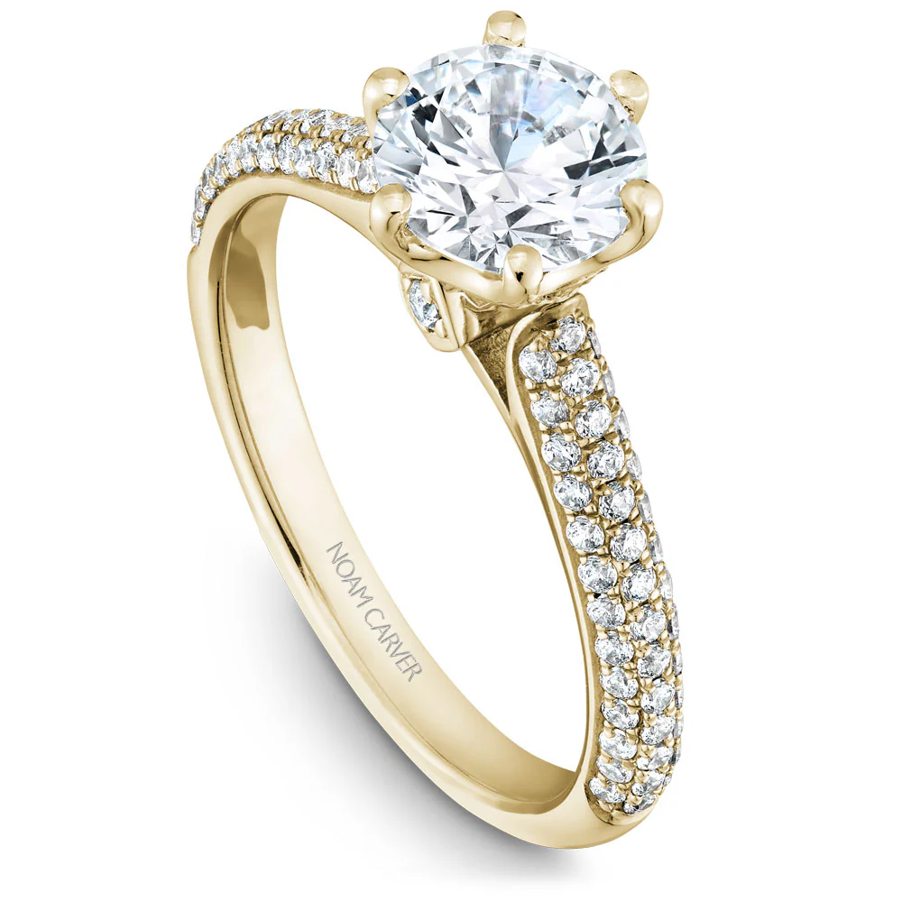 Noam Carver White Gold 6 Prong Pave Diamond Engagement Ring Setting (0.44 CTW)