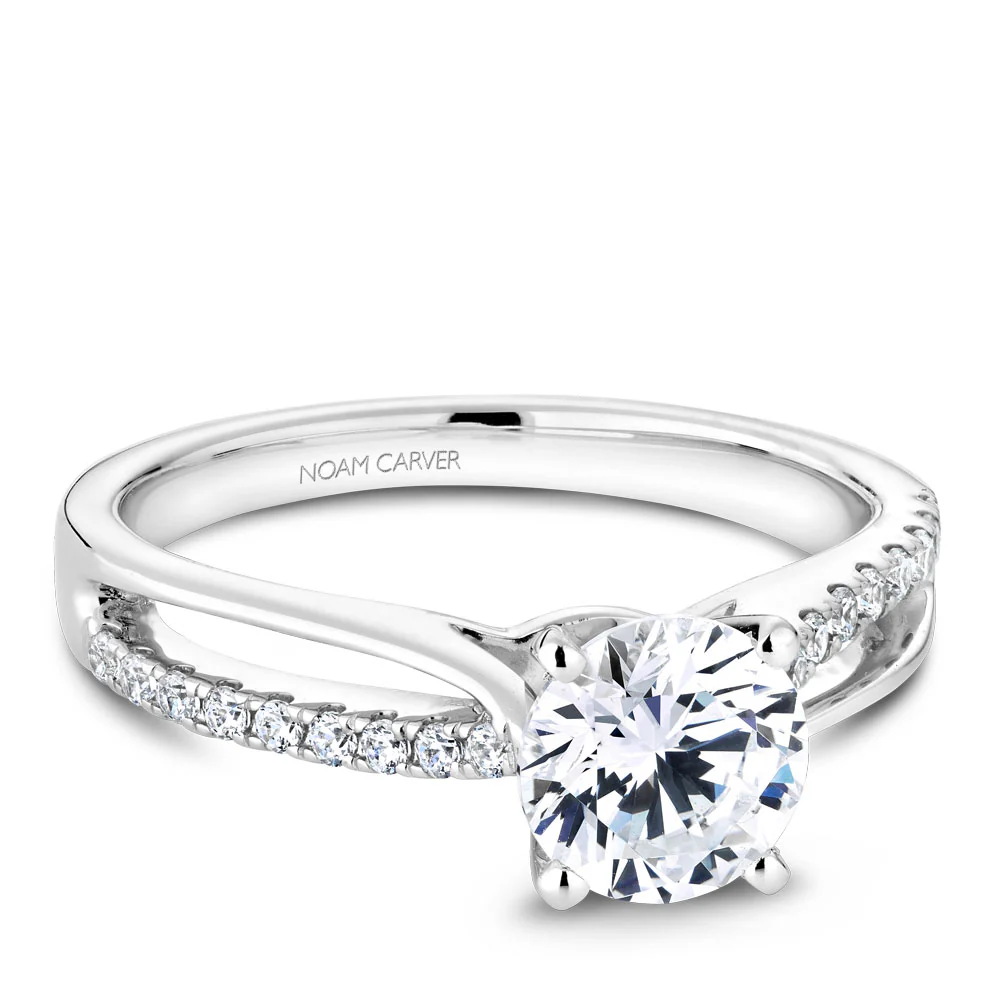 Noam Carver White Gold and Diamond Split Shank Engagement Ring (0.16 CTW) - Image 2