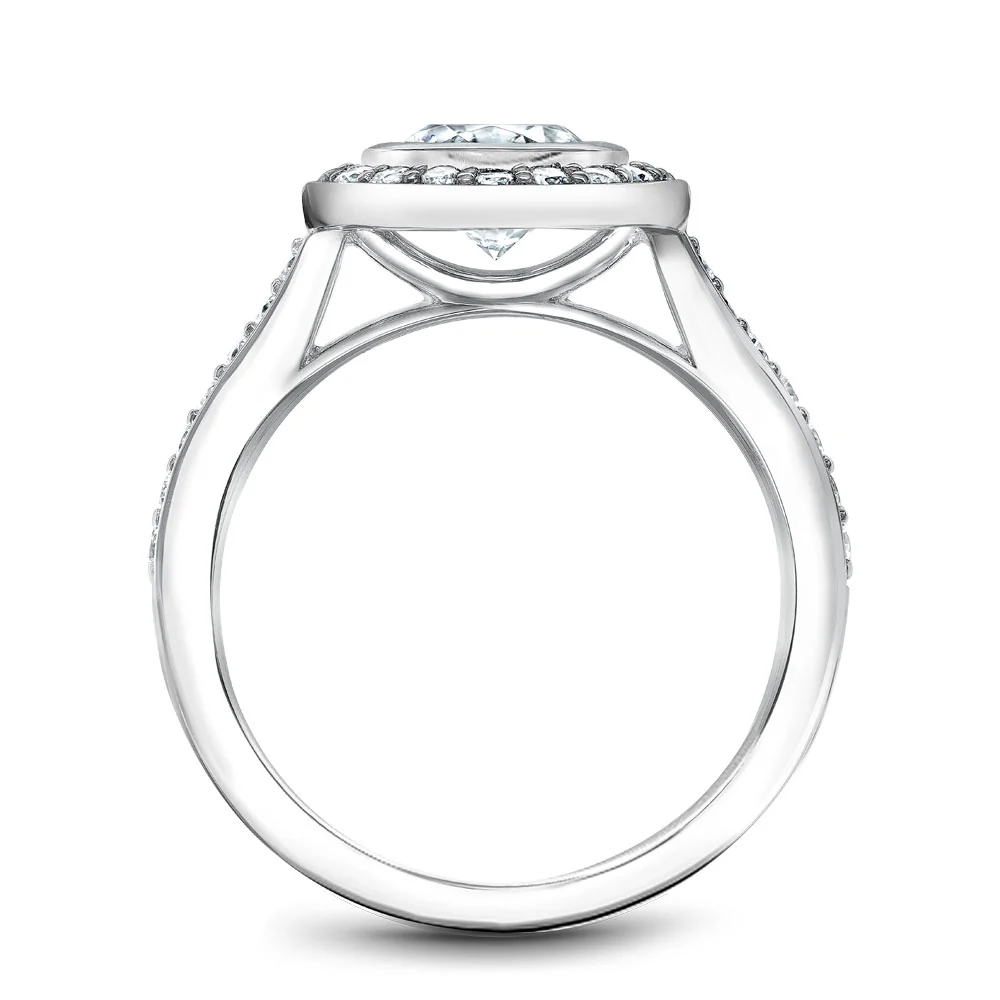 Noam Carver White Gold Bezel Diamond Halo Engagement Ring Setting (0.44 CTW) - Image 3
