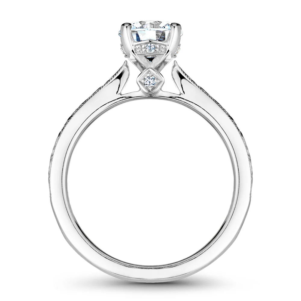 Noam Carver White Gold Carved Edge Engagement Ring Setting (0.04 CTW) - Image 3