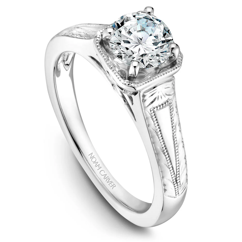 Noam Carver White Gold Carved Edge Engagement Ring Setting