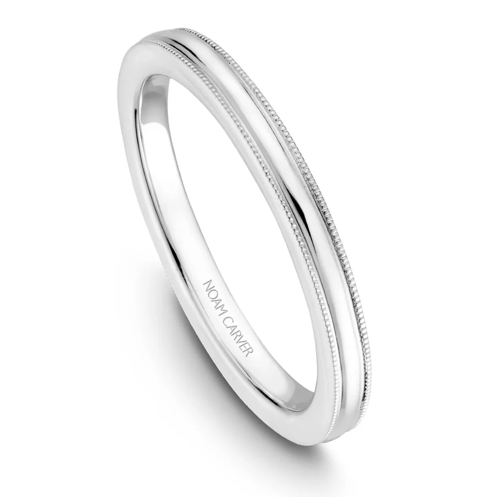 Noam Carver White Gold Carved Edge Engagement Ring Setting - Image 5
