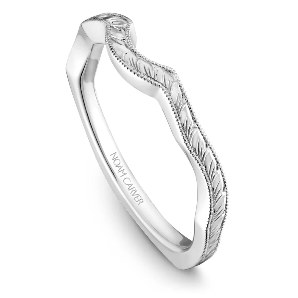 Noam Carver White Gold Carved Euro Shank Engagement Ring Setting (0.09 CTW) - Image 5