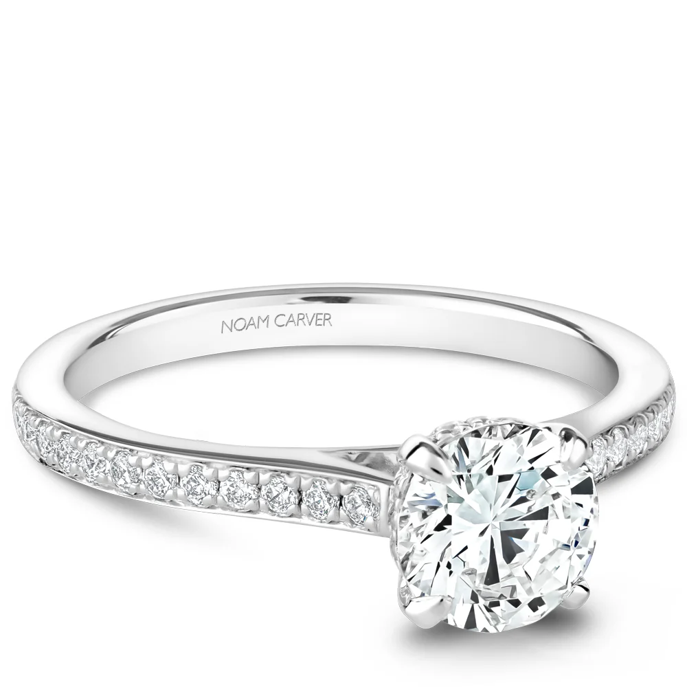 Noam Carver White Gold Channel Set Diamond Engagement Ring Setting (0.30 CTW) - Image 2