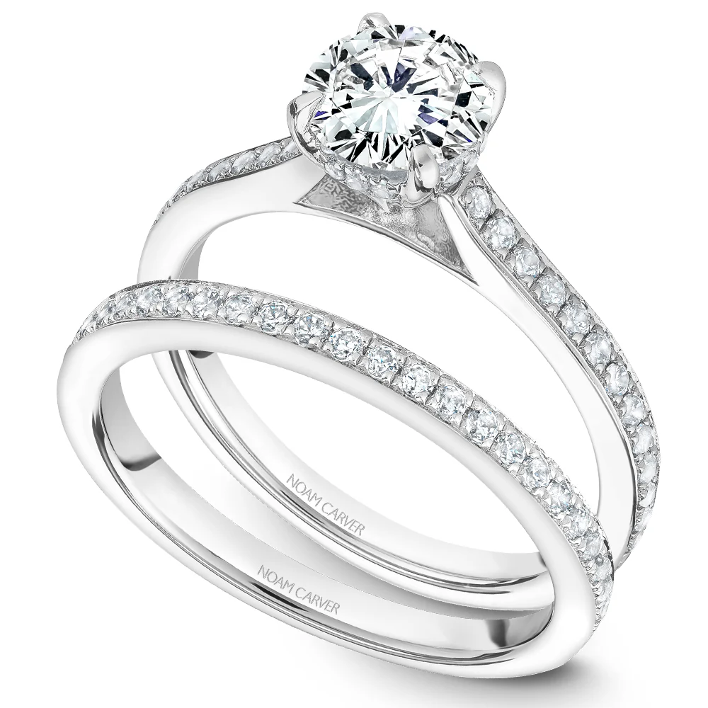 Noam Carver White Gold Channel Set Diamond Engagement Ring Setting (0.30 CTW) - Image 4
