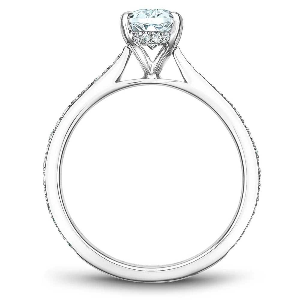 Noam Carver White Gold Channel Set Diamond Engagement Ring Setting with Oval Center Stone (0.32 CTW) - Image 3
