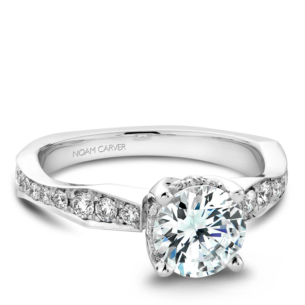 Noam Carver White Gold Curved Channel Set Euro Shank Engagement Ring Setting (0.61 CTW) - Image 2