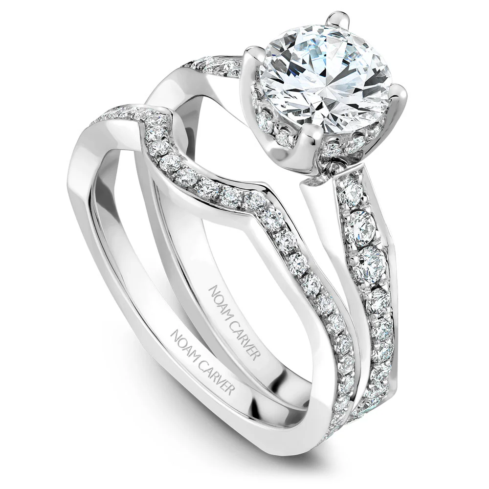 Noam Carver White Gold Curved Channel Set Euro Shank Engagement Ring Setting (0.61 CTW) - Image 4