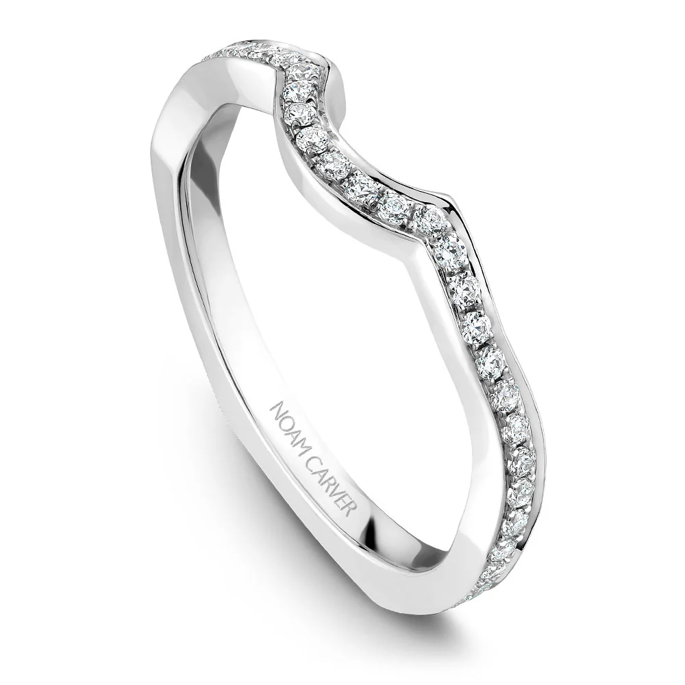 Noam Carver White Gold Curved Channel Set Euro Shank Engagement Ring Setting (0.61 CTW) - Image 5
