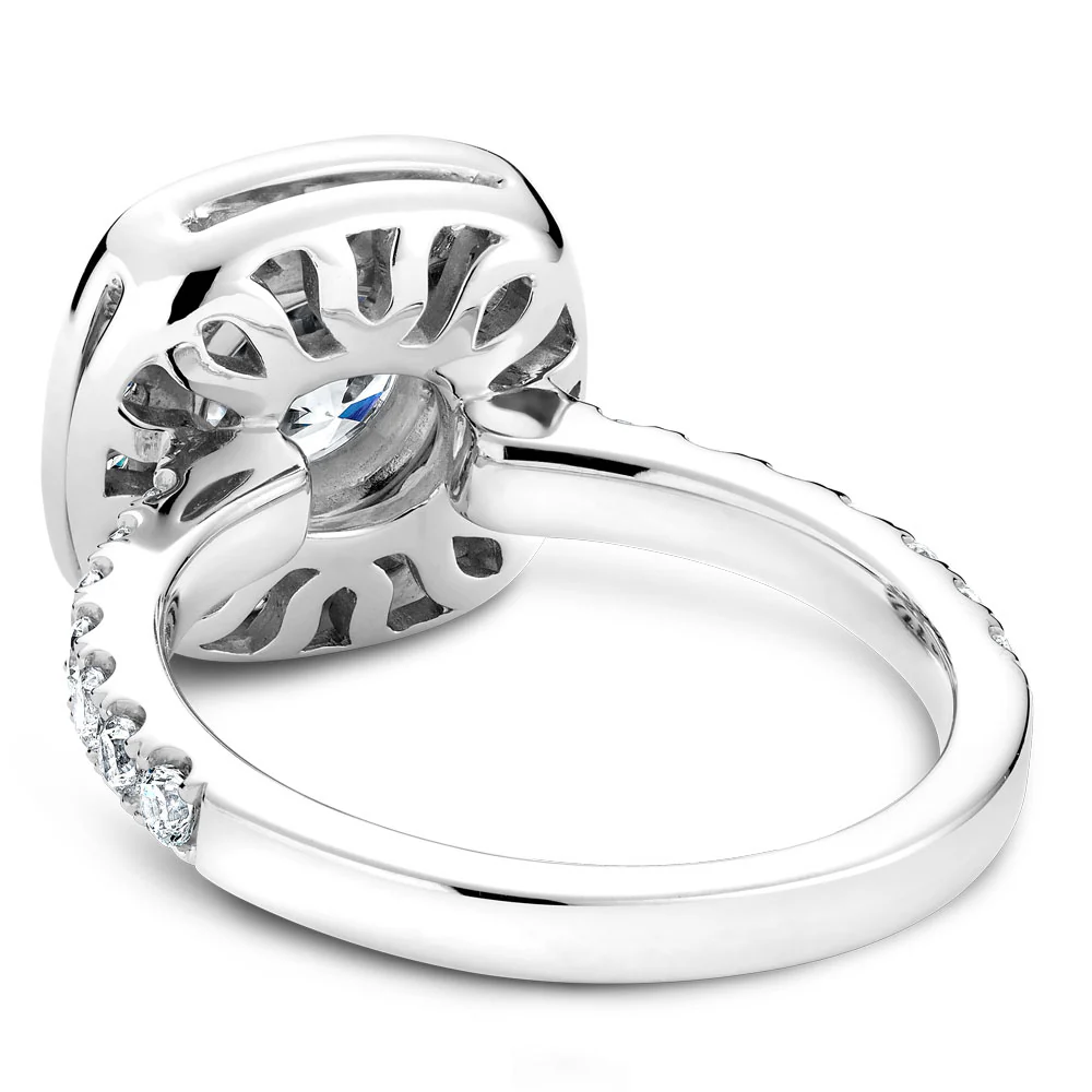 Noam Carver White Gold Diamond Engagement Ring Setting with Channel Set Cushion Halo (0.80 CTW) - Image 3