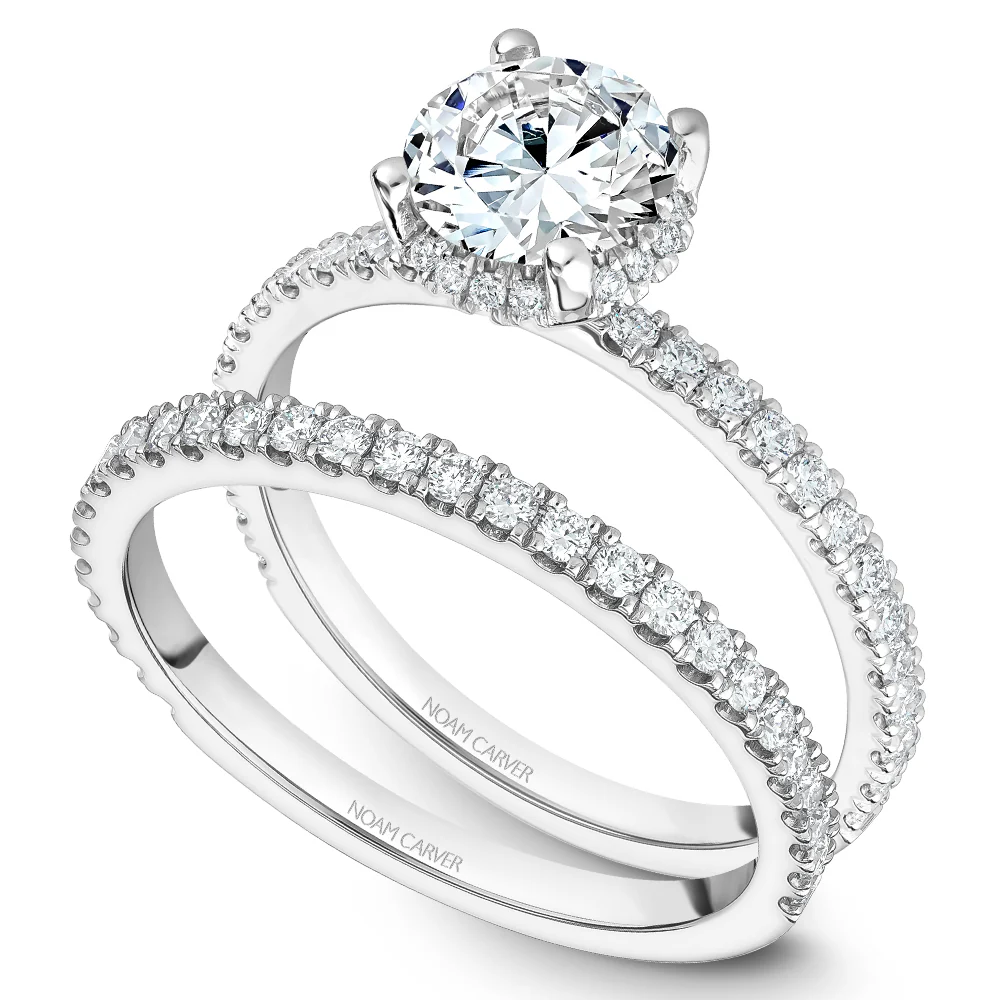 Noam Carver White Gold Diamond Engagement Ring Setting with Diamond Centerpiece (0.35 CTW) - Image 4