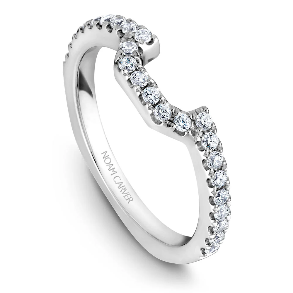 Noam Carver White Gold Diamond Engagement Ring Setting with Emerald Center Stone and Halo (0.55 CTW) - Image 5