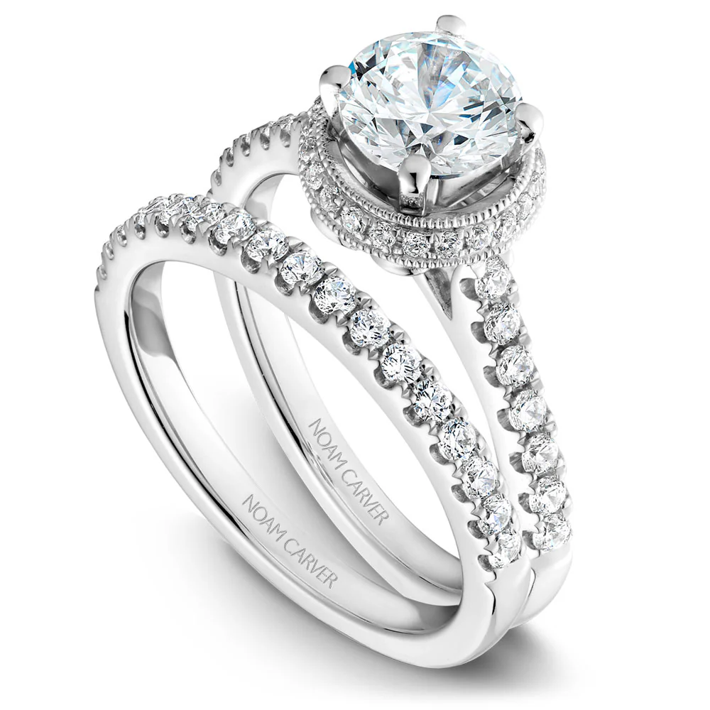 Noam Carver White Gold Diamond Engagement Ring Setting with Halo (0.33 CTW) - Image 4