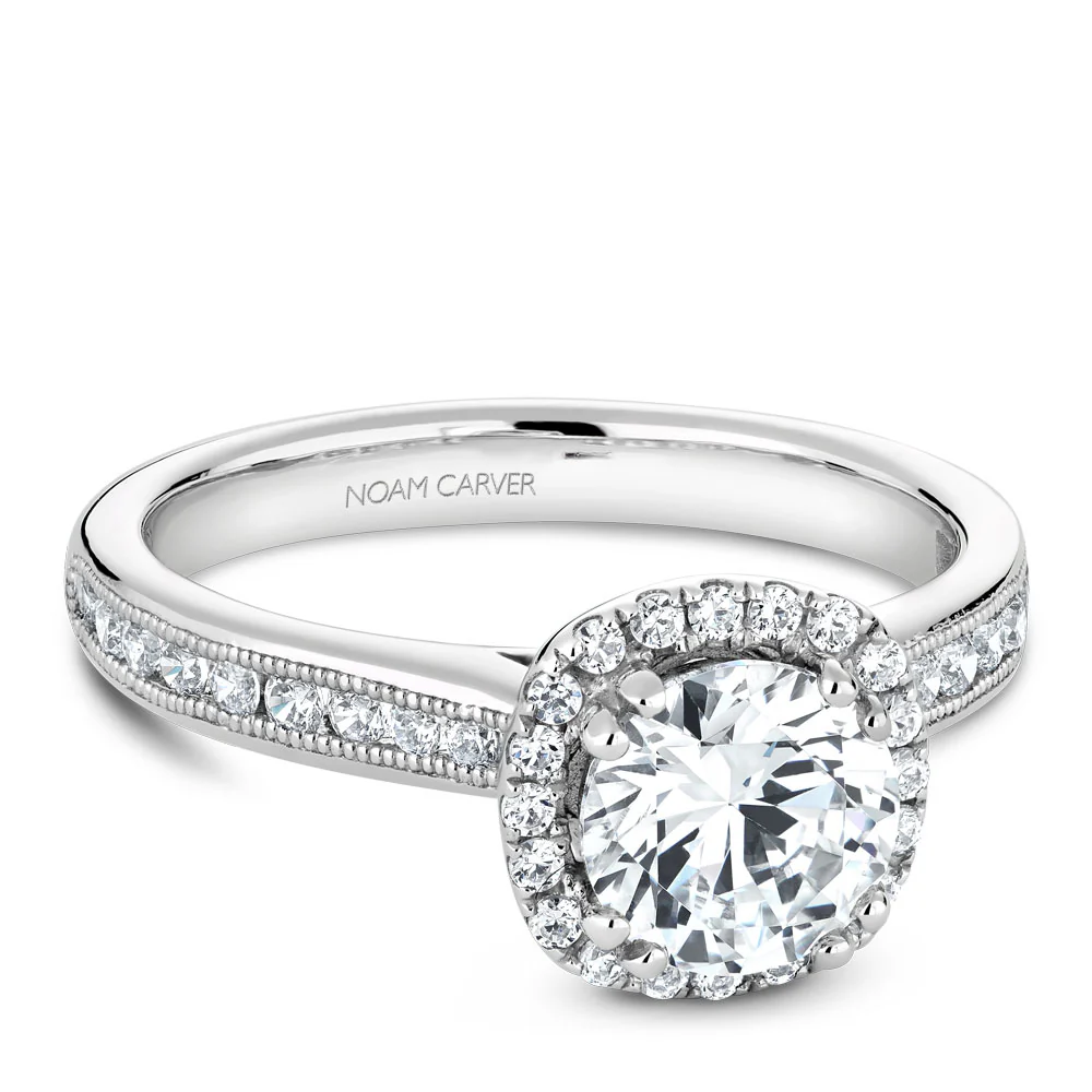 Noam Carver White Gold Diamond Engagement Ring Setting with Halo (0.36 CTW) - Image 2