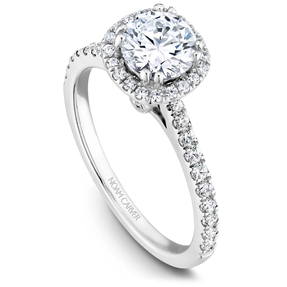 Noam Carver White Gold Diamond Engagement Ring Setting with Halo (0.38 CTW)