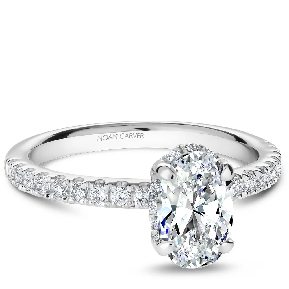 Noam Carver White Gold Diamond Engagement Ring Setting with Oval Center Stone (0.35 CTW) - Image 2