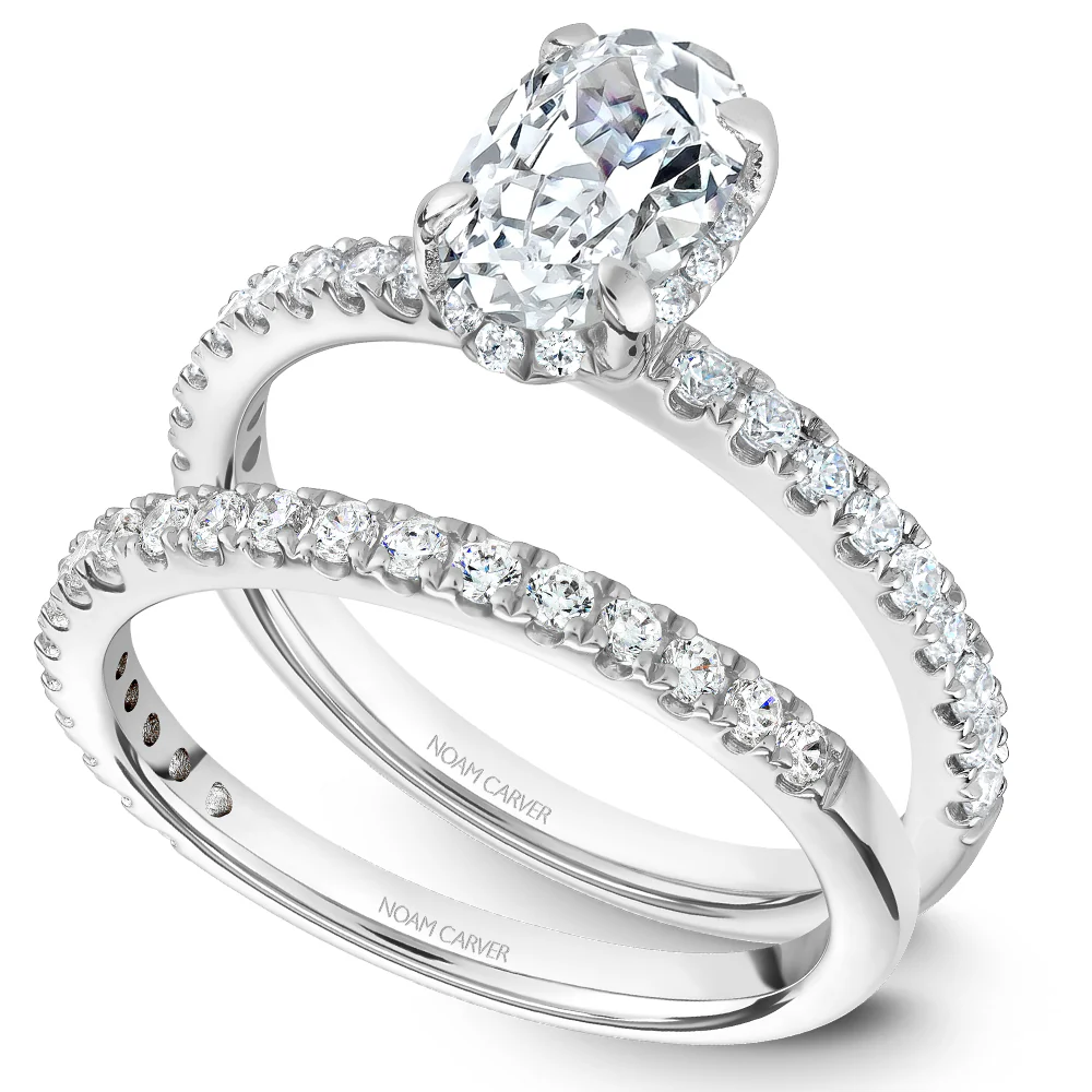 Noam Carver White Gold Diamond Engagement Ring Setting with Oval Center Stone (0.35 CTW) - Image 4