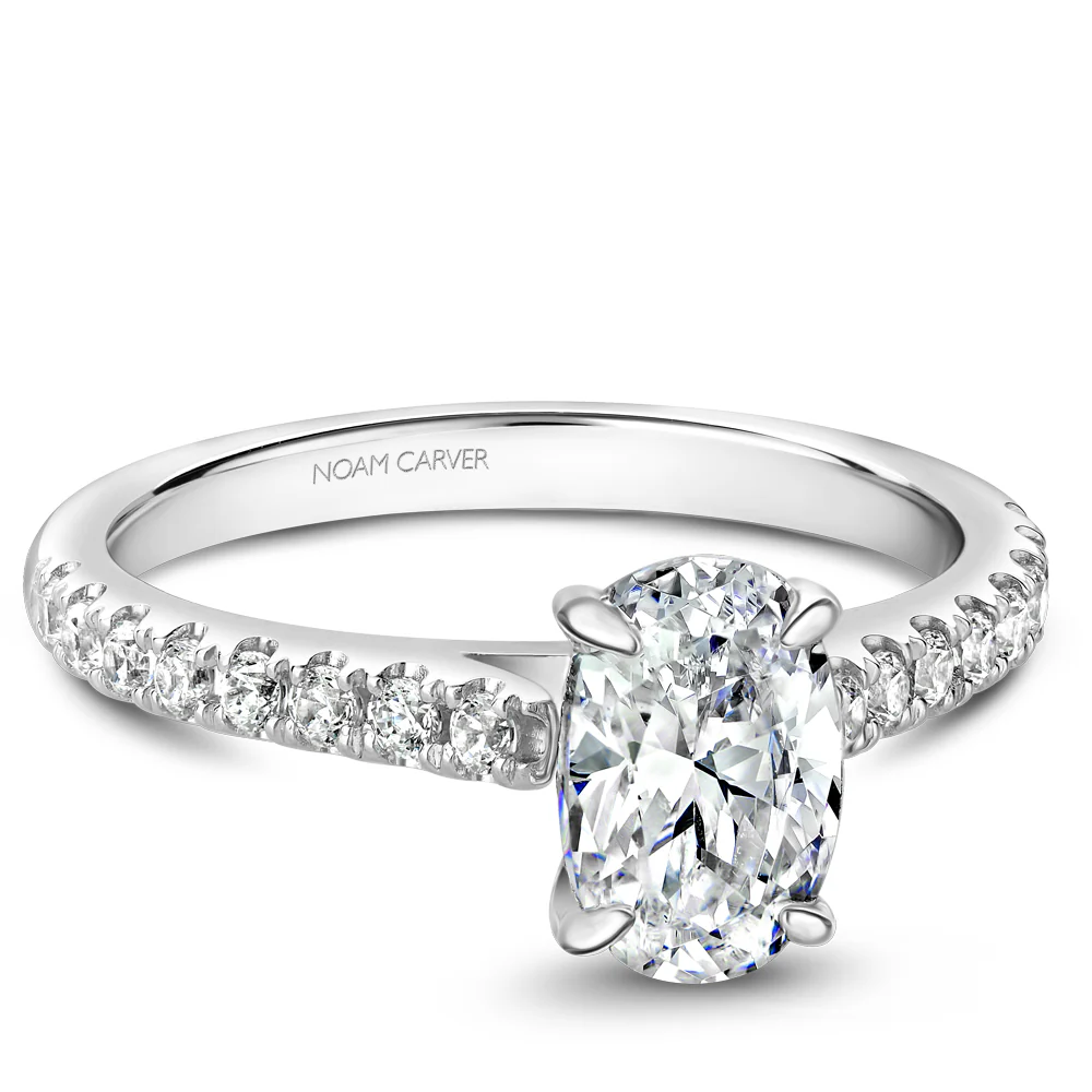 Noam Carver White Gold Diamond Engagement Ring Setting with Oval Center Stone (0.37 CTW) - Image 2