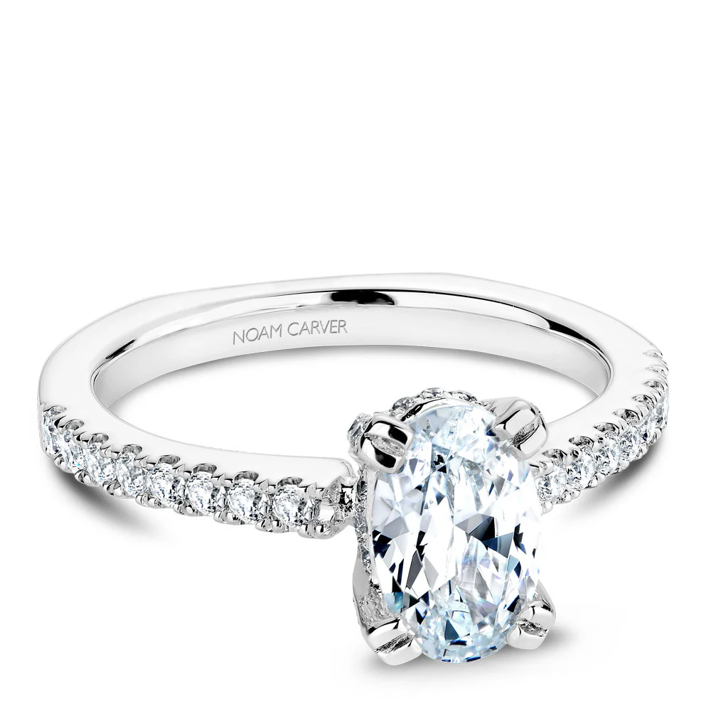 Noam Carver White Gold Diamond Engagement Ring Setting with Oval Center Stone (0.42 CTW) - Image 2