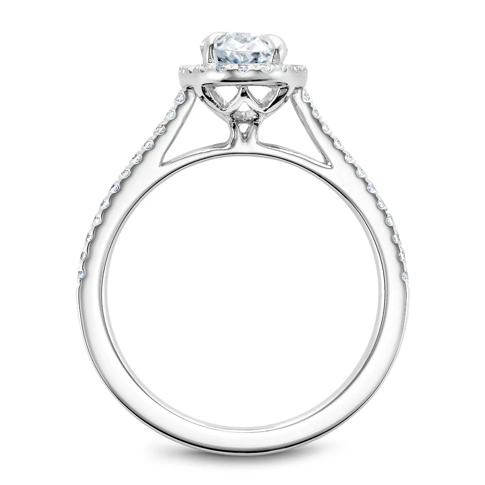 Noam Carver White Gold Diamond Engagement Ring Setting with Oval Center Stone and Halo (0.23 CTW) - Image 3