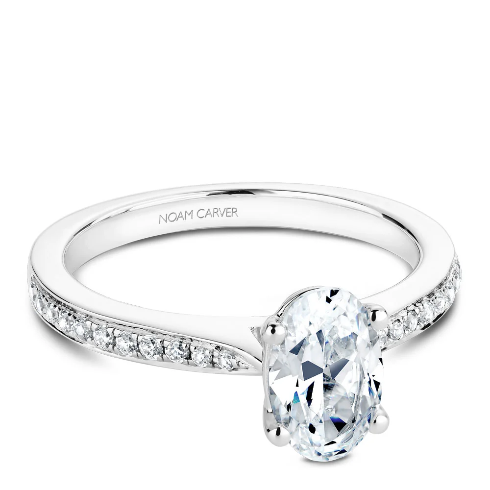 Noam Carver White Gold Diamond Engagement Ring Setting with Pear Center Stone (0.17 CTW) - Image 2