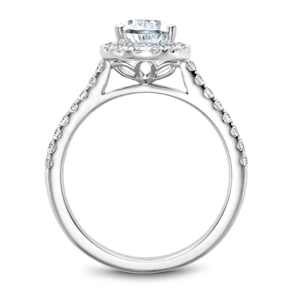 Noam Carver White Gold Diamond Engagement Ring Setting with Pear Center Stone and Halo (0.39 CTW) - Image 3