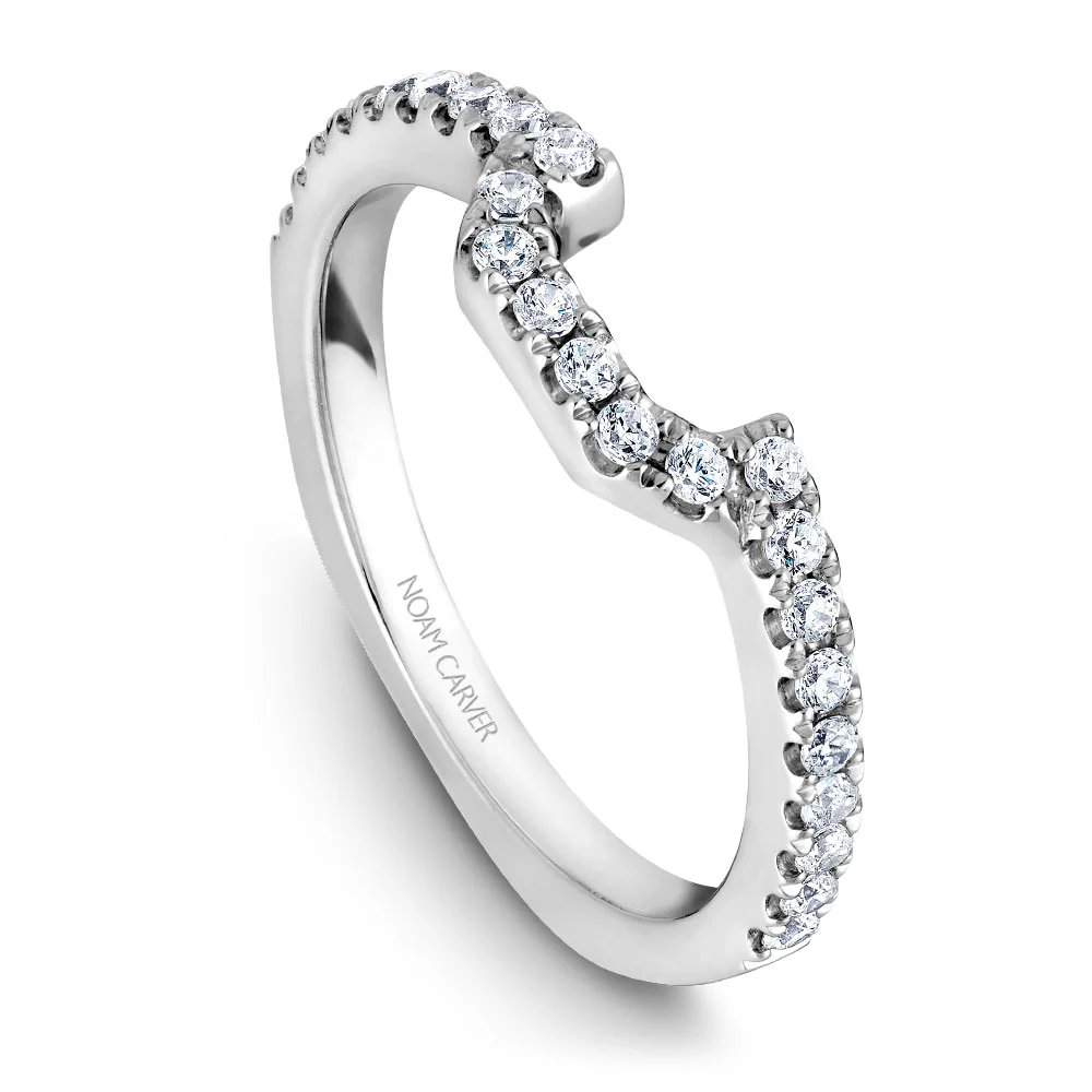 Noam Carver White Gold Diamond Engagement Ring Setting with Princess Center Stone and Halo (0.55 CTW) - Image 5