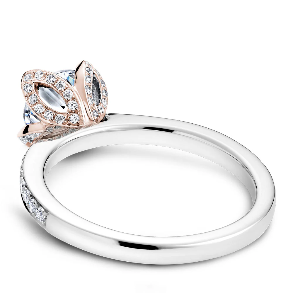 Noam Carver White Gold Diamond Engagement Ring Setting with Rose Gold Flower Crown (0.31 CTW) - Image 3