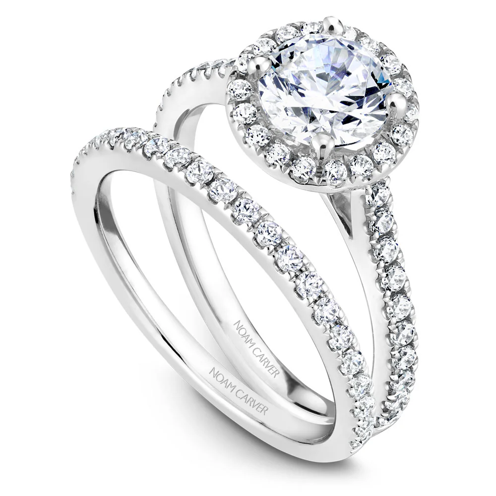 Noam Carver White Gold Diamond Engagement Ring Setting with Halo (0.39 CTW) - Image 4