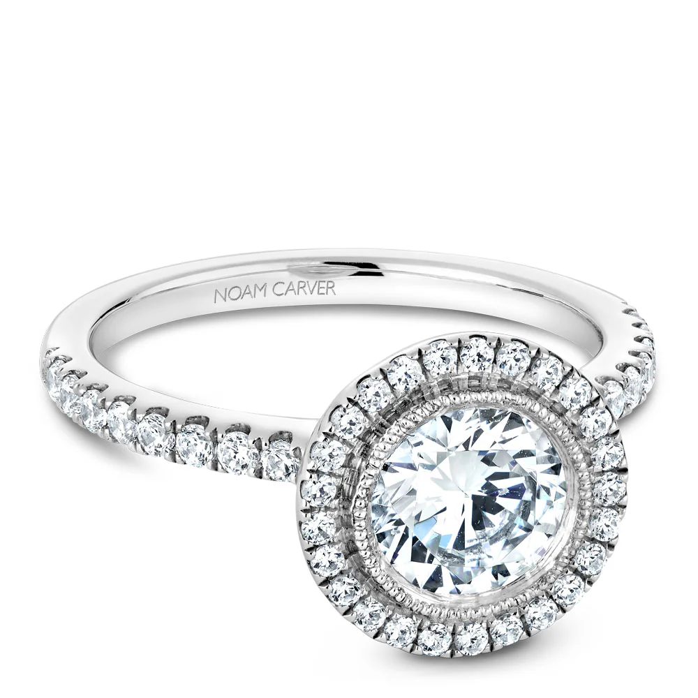 Noam Carver White Gold Diamond Engagement Ring Setting with Halo (0.41 CTW) - Image 2