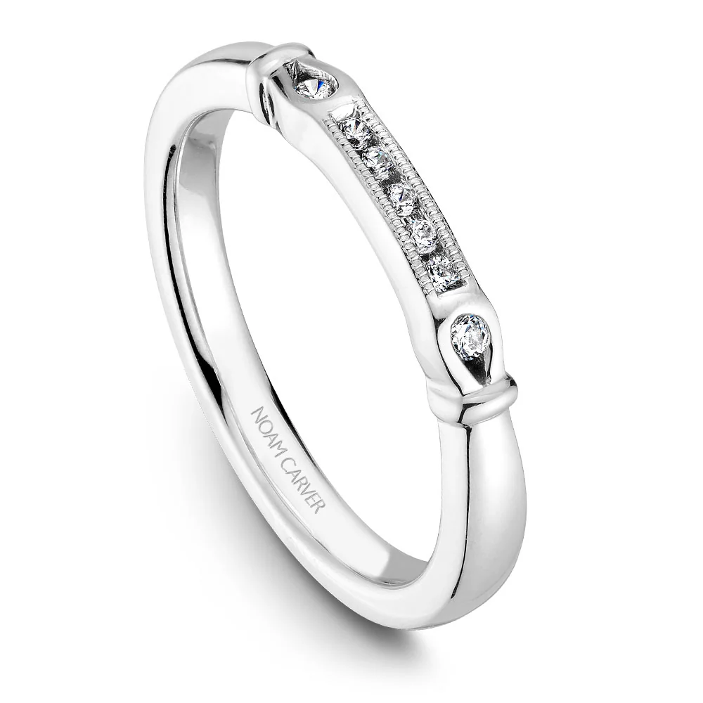 Noam Carver White Gold Engagement Ring Setting with Diamond and Milgrain Halo (0.22 CTW) - Image 5