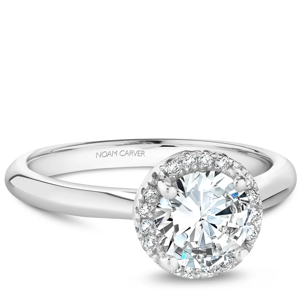 Noam Carver White Gold Engagement Ring Setting with Diamond Halo (0.08 CTW) - Image 2