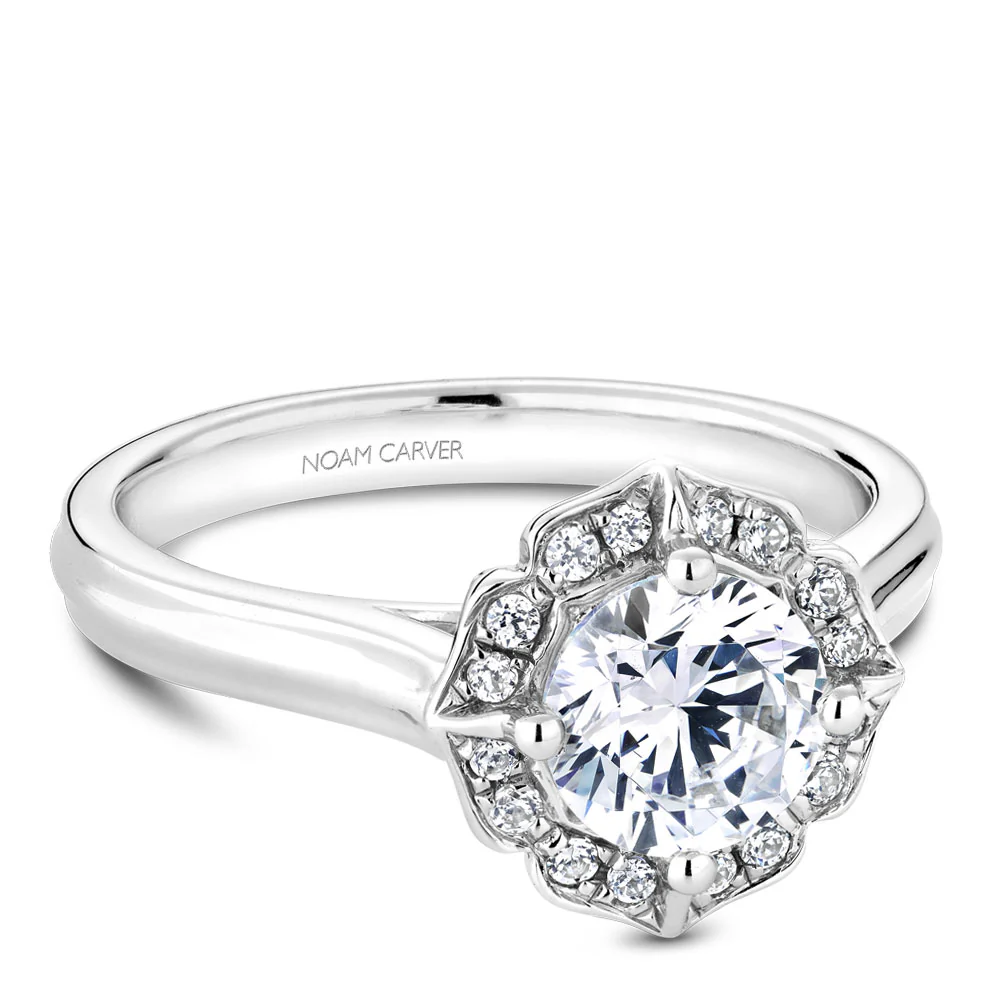 Noam Carver White Gold Engagement Ring Setting with Floral Halo (0.11 CTW) - Image 2