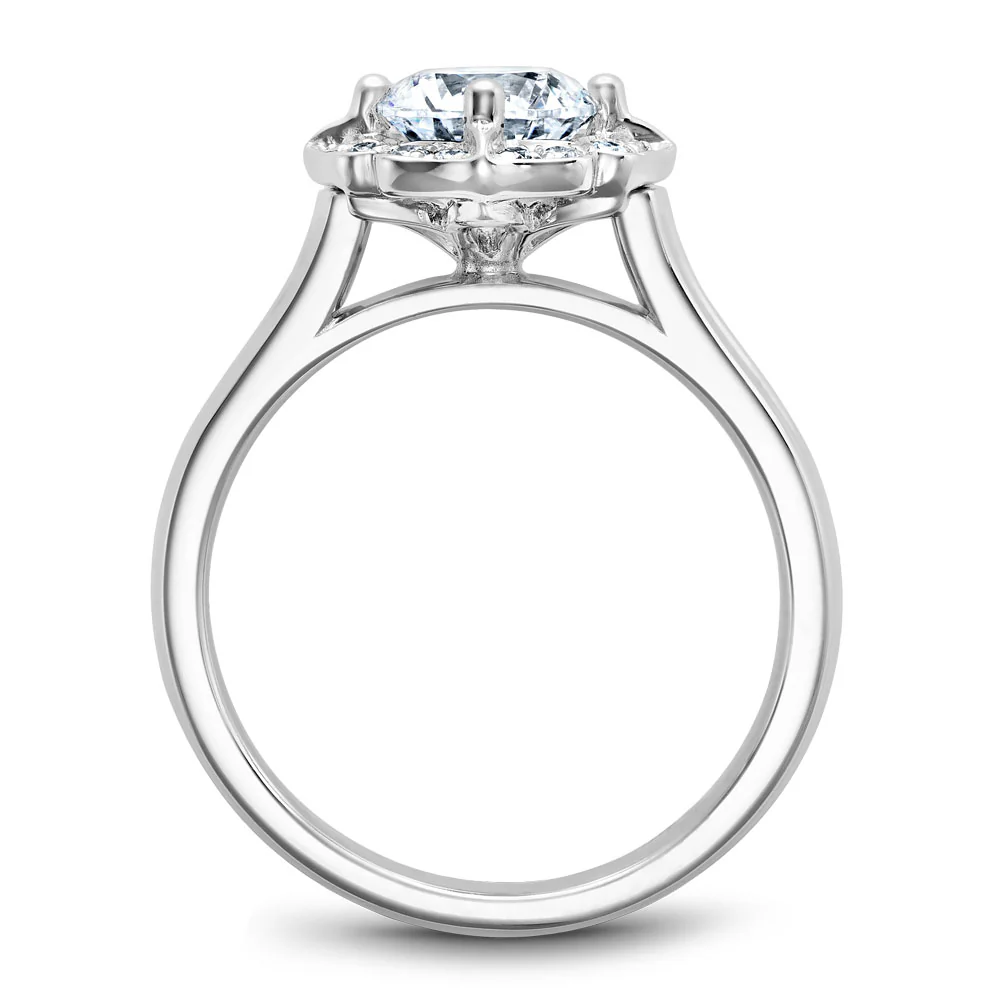 Noam Carver White Gold Engagement Ring Setting with Floral Halo (0.11 CTW) - Image 3