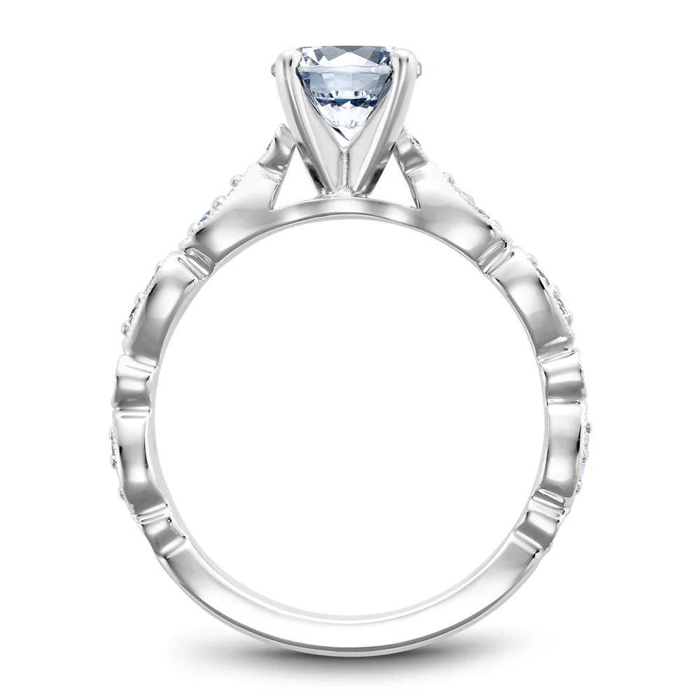 Noam Carver White Gold Engagement Ring Setting with Milgrain Pear and Dot (0.14 CTW) - Image 3