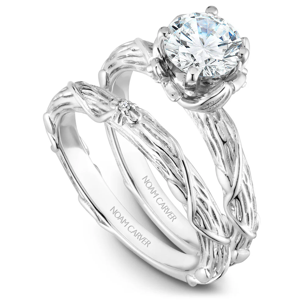 Noam Carver White Gold Engagement Ring Setting with Woven Gold (0.04 CTW) - Image 4