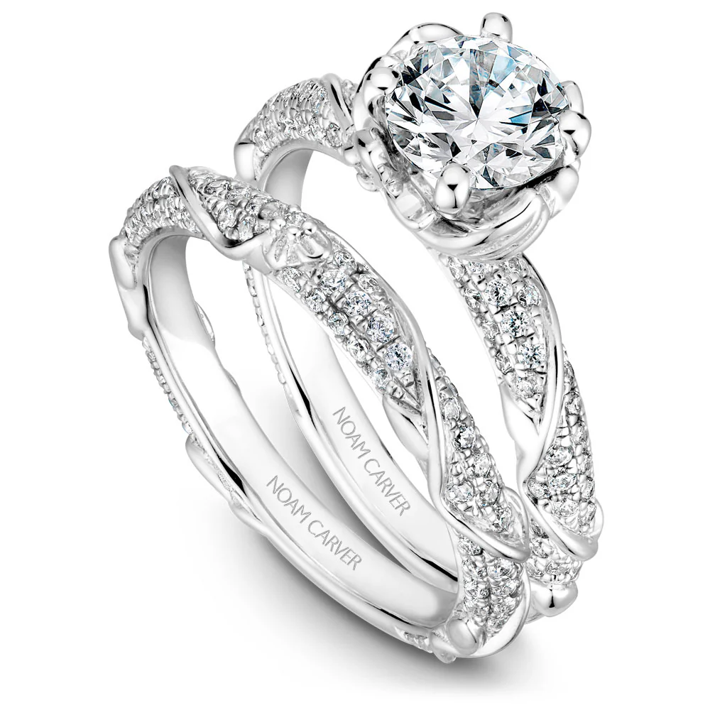 Noam Carver White Gold Engagement Ring Setting with Woven Gold and Diamonds (0.50 CTW) - Image 4