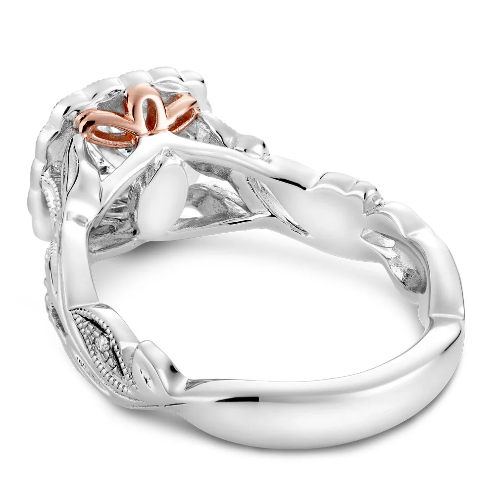 Noam Carver White Gold Halo Diamond Engagement Ring Setting with Floral Shank (0.30 CTW) - Image 3