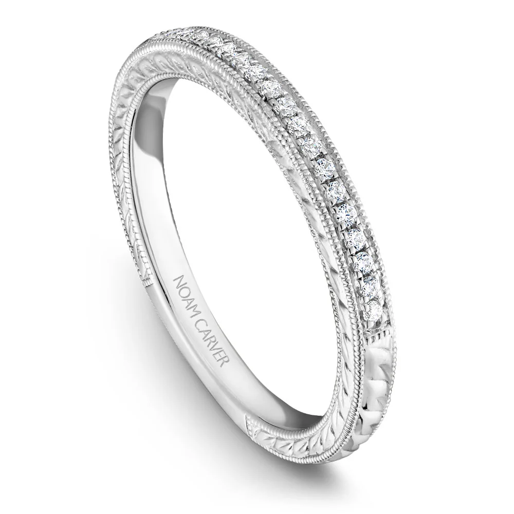 Noam Carver White Gold Intricate Vintage Diamond Engagement Ring Setting with Milgrain (0.27 CTW) - Image 5