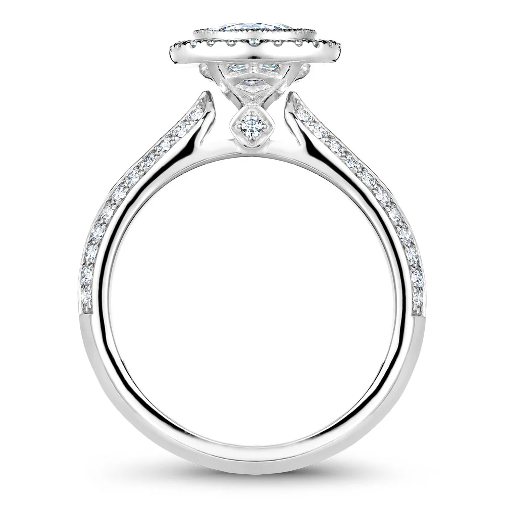 Noam Carver White Gold Knife Edge Diamond Engagement Ring Setting with Halo (0.42 CTW) - Image 3